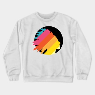 Colorful North American Native silhouette with feather headdress Crewneck Sweatshirt